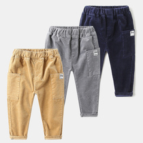 Childrens corduroy trousers plus velvet thick Korean version of baby slacks spring and autumn and winter new childrens clothing boys pants