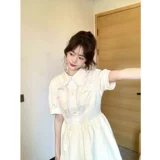 Летнее милое белое приталенное платье, корсет, мини-юбка для принцессы, короткий рукав