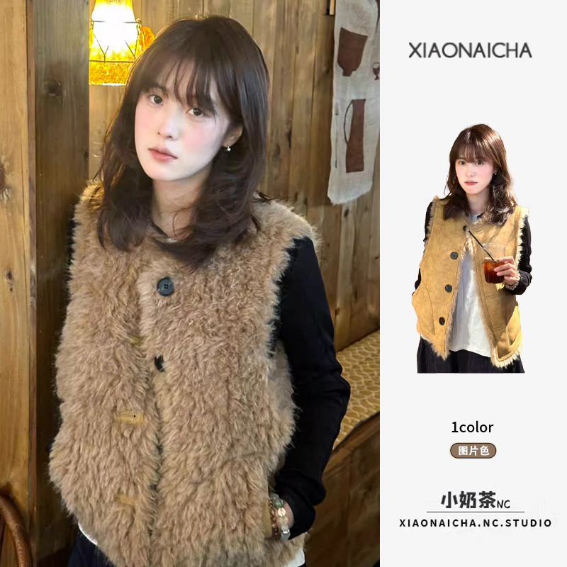 Retro Reversible Leather and Fur Integrated Jacket for Women, New Autumn and Winter Style, Sleeveless Lamb Wool Vest