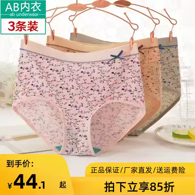 3 ABS underwear stretch cotton cotton antibacterial flat corner middle-high waist middle-aged underwear women's shorts 0108