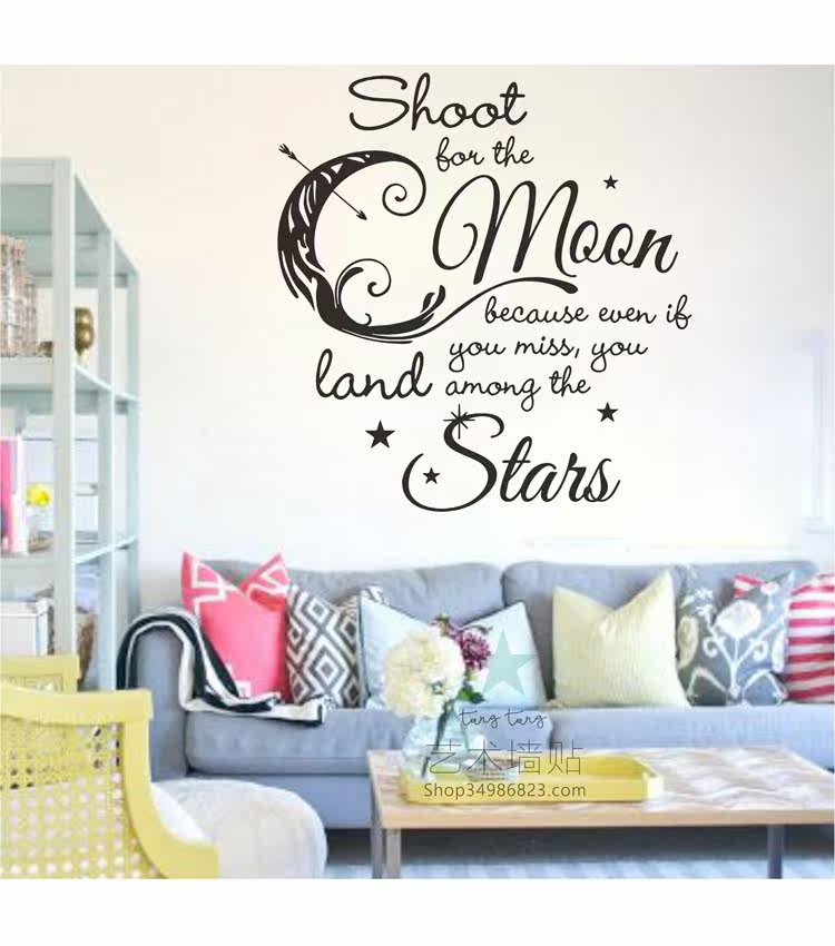 墻玻璃貼窗貼玻璃紙北歐ing 月亮兒童房床頭背景浪漫因為字客廳沙發背景裝飾墻貼 超商折疊寄出 Yahoo奇摩拍賣