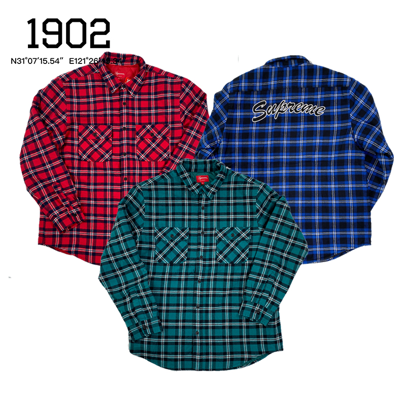 Spot Super Arc Logo Flannel Shirt Pinch Cotton Thickened Long Sleeve Shirt