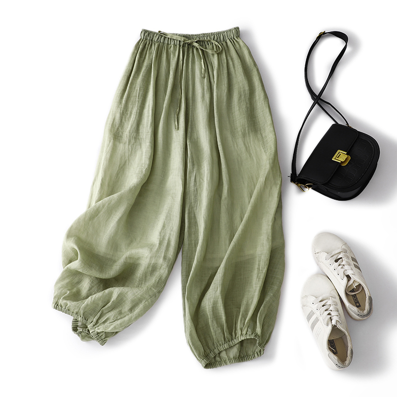 Foreign Trade Discount Brand Surplus Women's Summer Ramie High-Waisted Casual Lantern Pants Loose Plus-Size Linen Yoga Pants Foreign Trade Discount Brand Surplus Women's Summer Ramie High-Waisted Casual Lantern Pants Loose Plus-Size Linen Yoga Pants