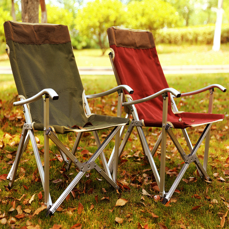 Outdoor Folding Chair Portable Aluminum Alloy Leaning Back Chair Casual Fishing Chair Afternoon Beach Reclining Armchair Armchair Armchair Wild Camp