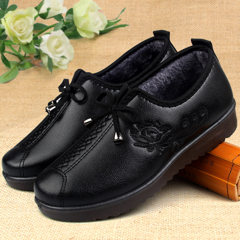 Grandma Cotton Shoes Plus Suede Warm Medium Aged Moms Shoes Autumn Winter Style Non-slip Old Shoes Women Old Beijing Two Cotton Shoes-Taobao