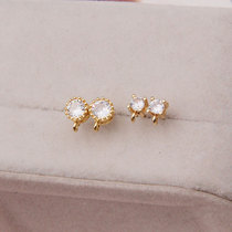 18K copper-clad gold-plated color-preserving zircon circle s925 silver needle earrings handmade diy earring accessories
