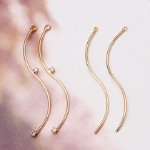 Curved rod connection accessories Diamond-set 18K gold plated earrings Ear jewelry accessories material