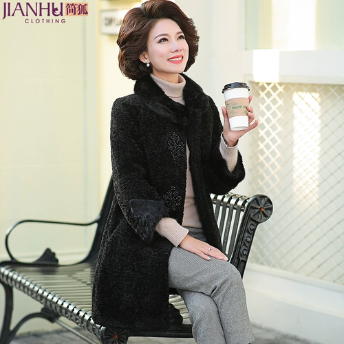 Длинное шерстяное пальто, бархатный пуховик для матери, для среднего возраста, увеличенная толщина, средней длины