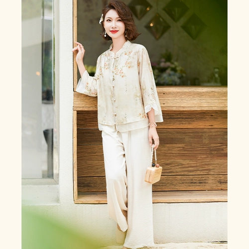 Летняя одежда для матери, футболка, комплект для пожилых людей, в западном стиле, для среднего возраста