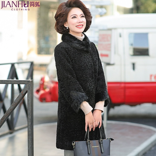 Длинное шерстяное пальто, бархатный пуховик для матери, для среднего возраста, увеличенная толщина, средней длины