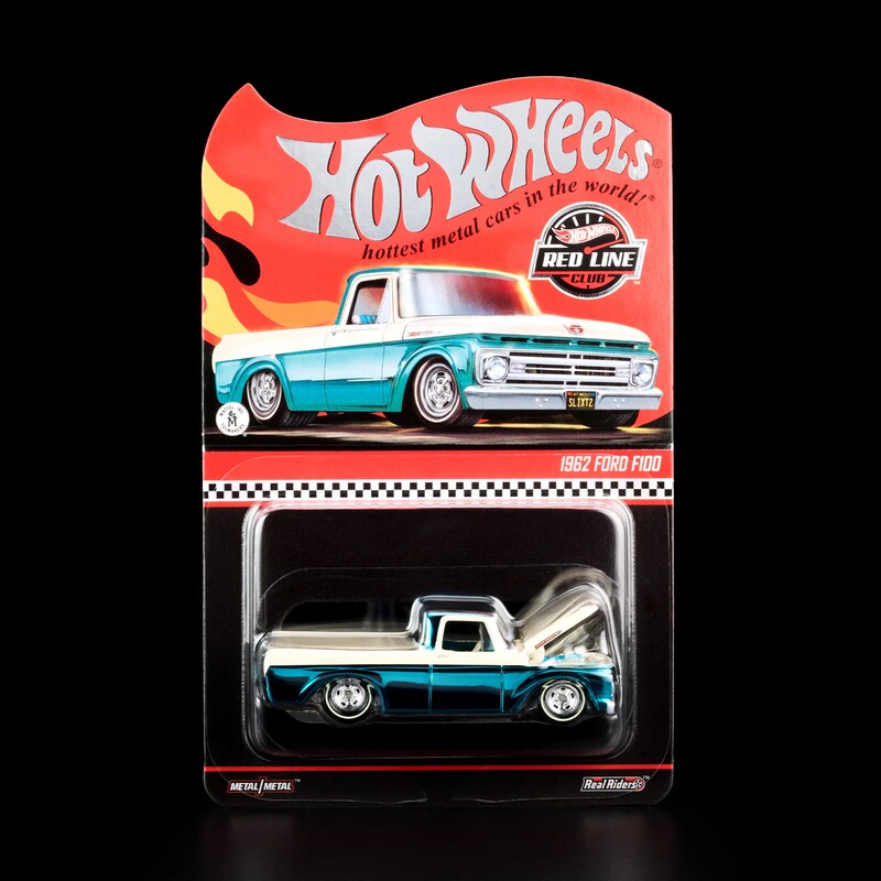 Hot Wheels Rlc Red Line 1/64 1962 Ford F-100 Raptor Openable Hood Electroplated Aqua Blue