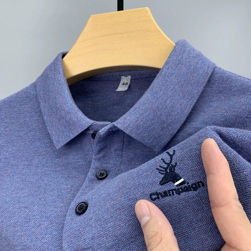 MAROLIO Летняя элитная хлопковая футболка polo, рубашка, с вышивкой, высокий воротник