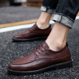 Туфли для кожаной обуви, мужская повседневная обувь в английском стиле, трендовые высокие кроссовки, из натуральной кожи