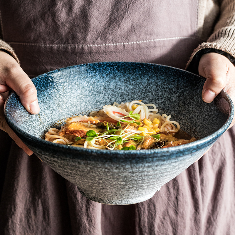 Underglaze Japanese-Style Ramen Bowl Restaurant Home Use Spicy Hot Pot Ceramic Bowl Soup Bowl Conical Bowl Wonton Noodle Bowl Instant Noodle Bowl