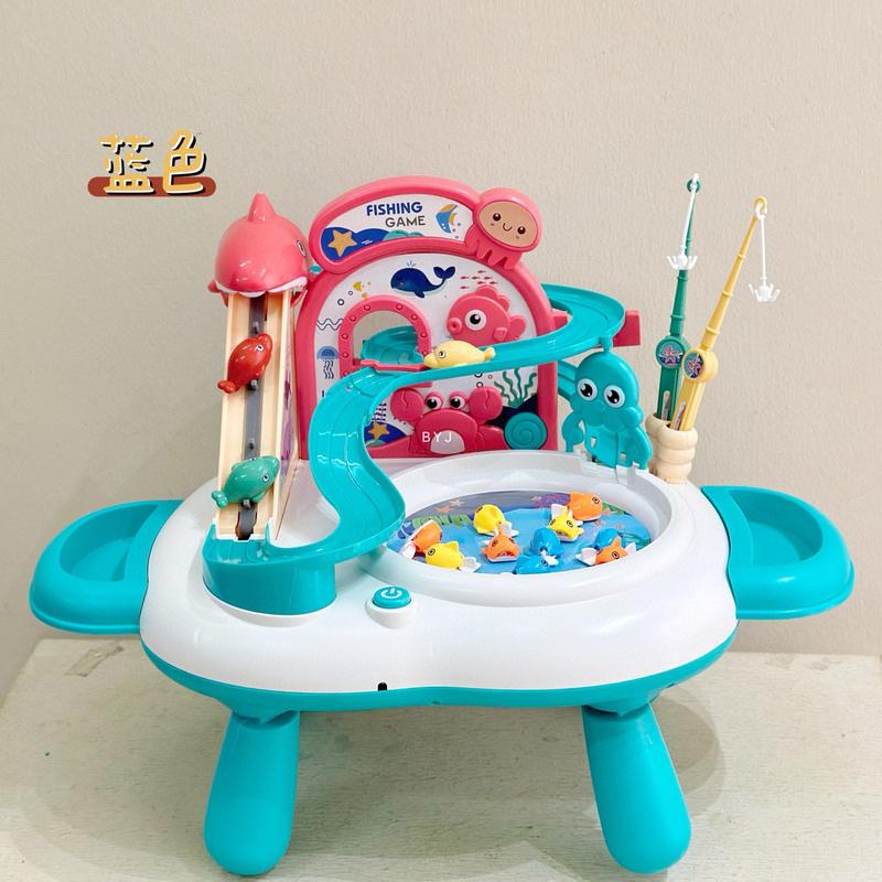 Children's Educational Early Education Electric Fishing Toys Little Dolphin Climbing Stairs Track Slide for Boys and Girls
