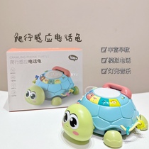 Baby early education machine crawling induction turtle phone toy trailer boys and girls landline music puzzle learning machine drum