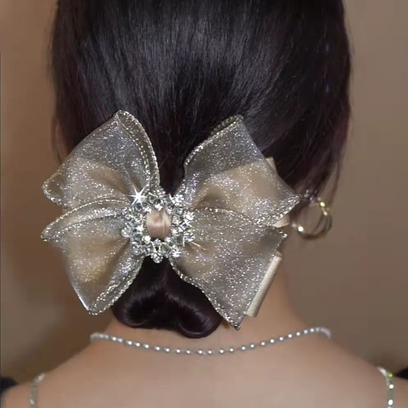 Hair Accessory Organza Bow Hair Clip Top Clip Hairpin Korean Rhinestone Hairpin High-End Hairpin for the Back of the Head Hair Ornament Hair Accessory Organza Bow Hair Clip Top Clip Hairpin Korean Rhinestone Hairpin High-End Hairpin for the Back of the Head Hair Ornament