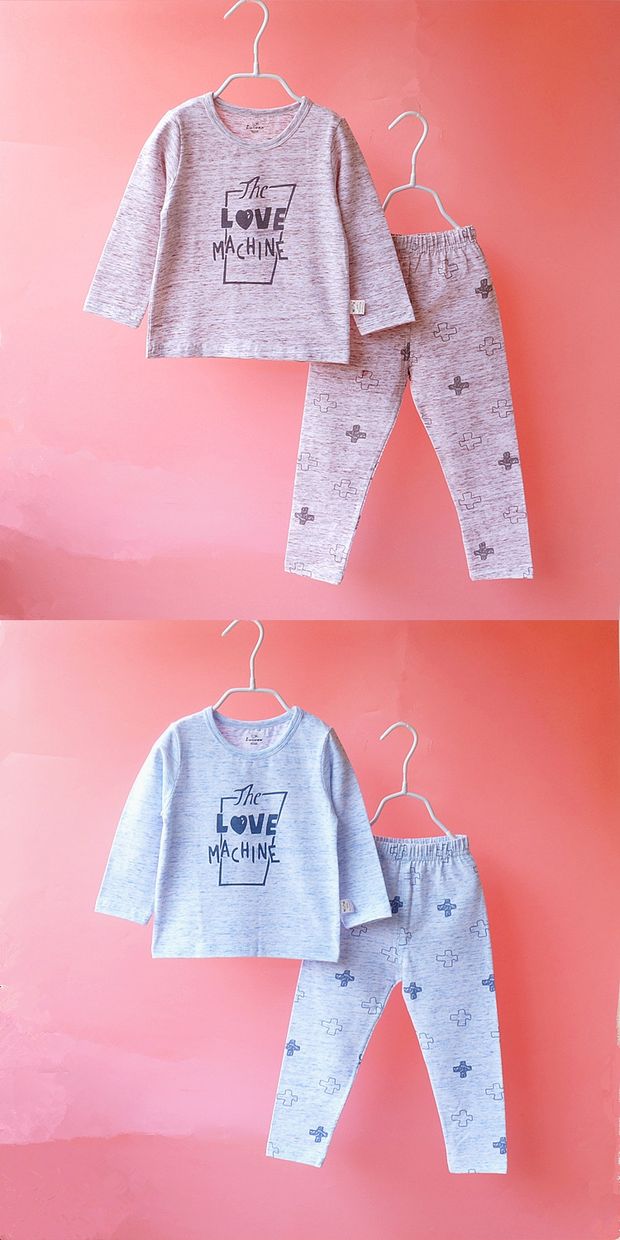 璐 2018 thu đông 2018 Sản phẩm mới Shu cotton Lycra boy bé nhỏ set đồ trẻ em quần áo mùa thu quần áo mặc nhà quần áo bé trai 1 tuổi