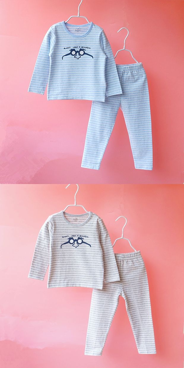 璐 2018 thu đông 2018 Sản phẩm mới Shu cotton Lycra boy bé nhỏ set đồ trẻ em quần áo mùa thu quần áo mặc nhà quần áo bé trai 1 tuổi