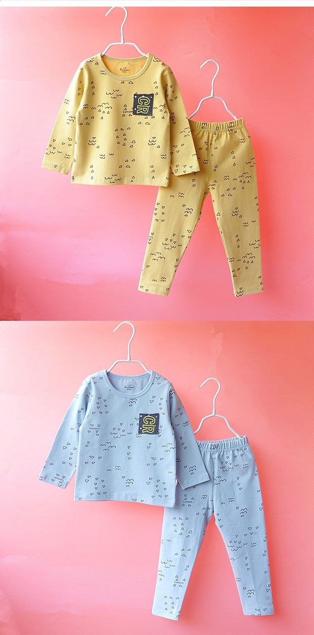 璐 2018 thu đông 2018 Sản phẩm mới Shu cotton Lycra boy bé nhỏ set đồ trẻ em quần áo mùa thu quần áo mặc nhà quần áo bé trai 1 tuổi