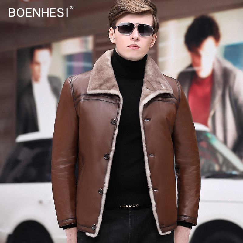 Decoded Clear Men's real fur skin clothes of sheep - skin - leather jacket, autumn - winter mink collar WB 8230