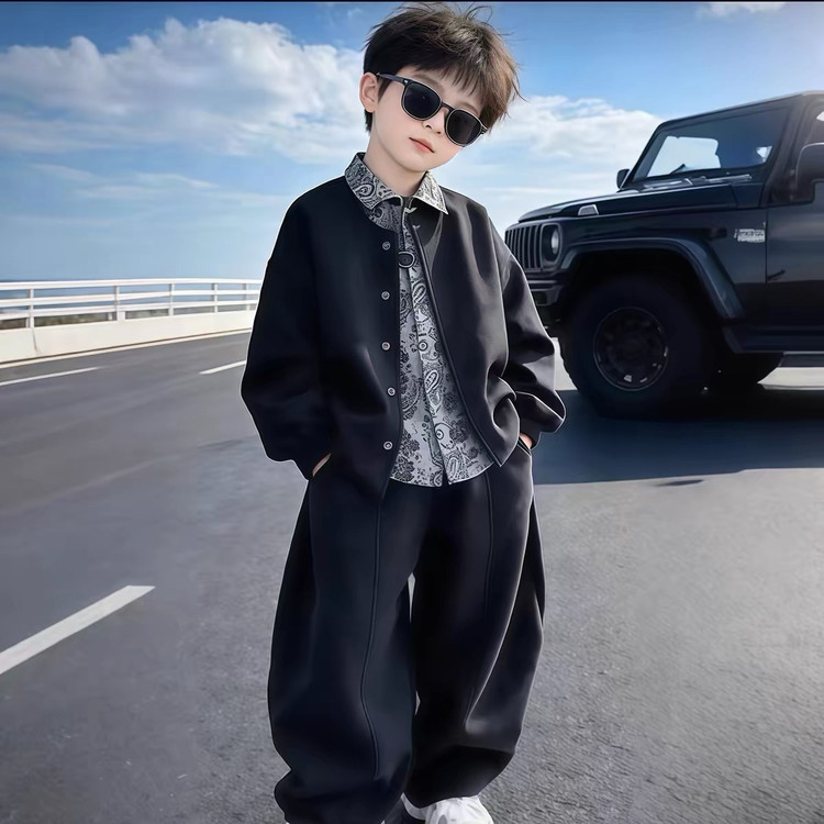 Boys' Autumn Outfit Set 2026 New Korean Style Trendy Boy Jacket Shirt Three-Piece Set Cool Children's Spring and Autumn Style Boys' Autumn Outfit Set 2026 New Korean Style Trendy Boy Jacket Shirt Three-Piece Set Cool Children's Spring and Autumn Style