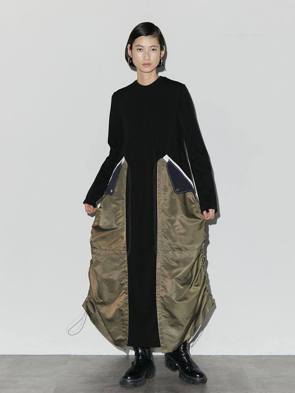 Japan buy hands un3d 24SS January 5224103008 outline ma-1 splicing one-piece dress-Taobao