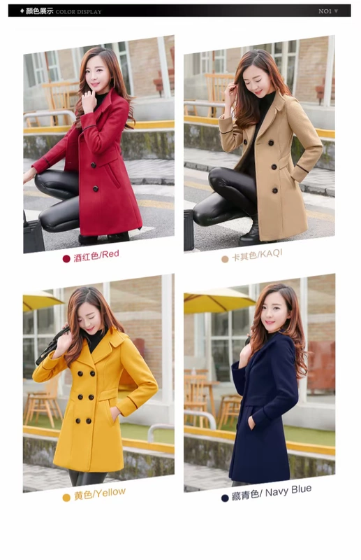 Áo khoác len nữ Slim dài phần eo dày cỡ lớn là phiên bản Hàn Quốc mỏng của người đàn ông áo len nhỏ mùa thu và mùa đông thủy triều mẫu áo dạ đẹp 2020