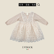Everyday wear#Girl Princess dress (LVDGCK) Italian spring fake two-piece lace mesh dress