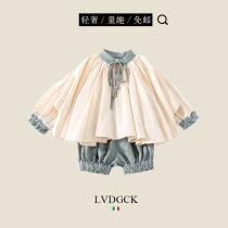 Girls  autumn suit net red Yangqi 2021 new Italian LVDGCK small and medium virgin baby two-piece set tide