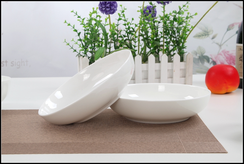 Ipads porcelain ceramic soup deep dish dish of capacity of pure white rice home dish dish nest side dish Japanese plate plate