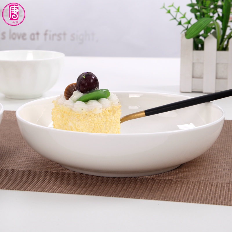 Ipads porcelain ceramic soup deep dish dish of capacity of pure white rice home dish dish nest side dish Japanese plate plate