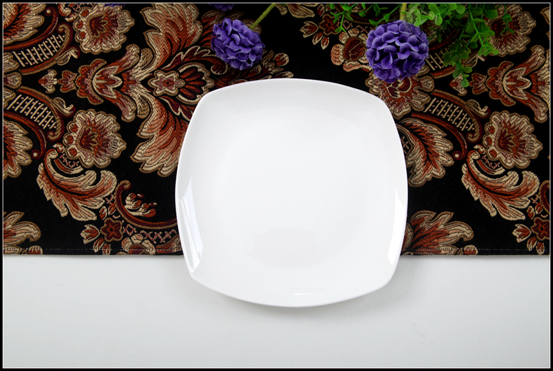 Yipin Tang Jiayong dishes ipads porcelain square plate pure white, cold dish plate square platter ceramic tableware ou flat