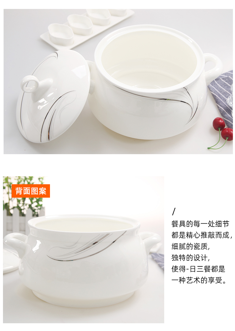 Yipin tang home soup pot ipads porcelain palace in clay pot soup tureen tableware ceramics large capacity boiler bowl basin ears