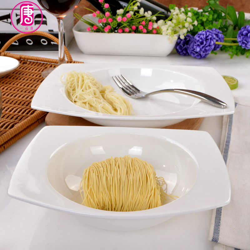 Household ipads porcelain dish dish dish soup plate European pure white deep dish ceramic dinner plate salad plates pasta dishes