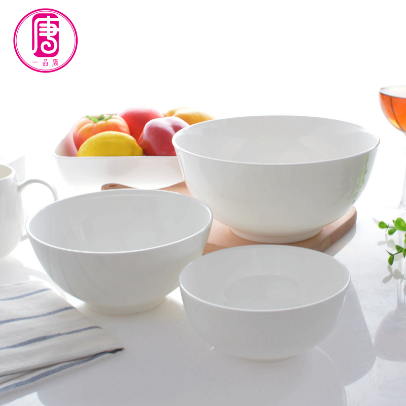 Pure white ipads porcelain bowl rainbow such as bowl soup bowl 4.5 "6" 8 "household ceramic bowl of soup basin of microwave