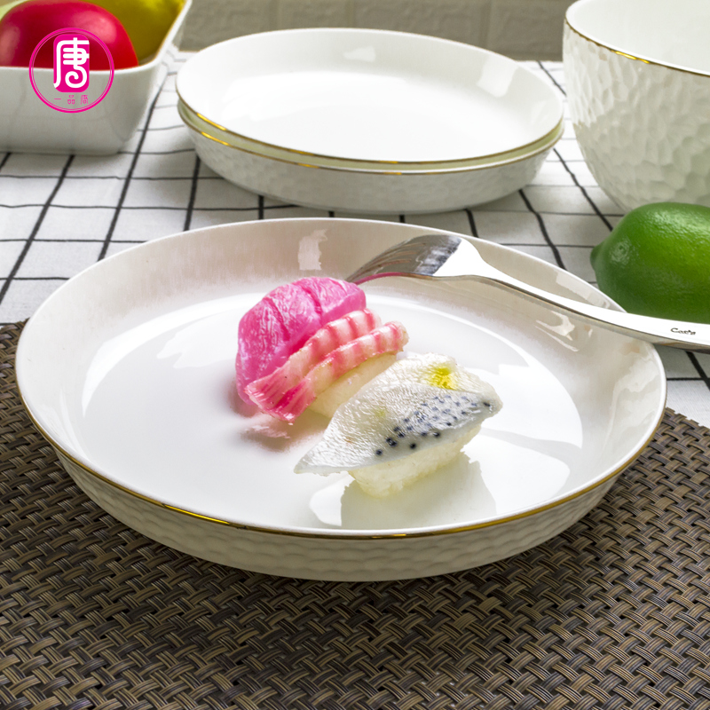 Yipin Tang Jiayong ipads China dinner 8 inch ceramic soup plate golf plate character deep pure white plate plate