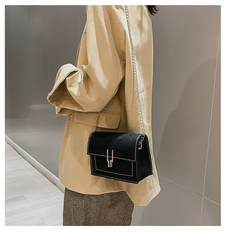 Bolso Pequeño De Verano Para Mujer 2020 Nuevo Bolso De Hombro Estilo Hong Kong Que Combina Con Todo, Bolso Oblicuo Estilo Coreano, Elegante Bolso Cuadrado Pequeño Con Costura Láser display picture 22