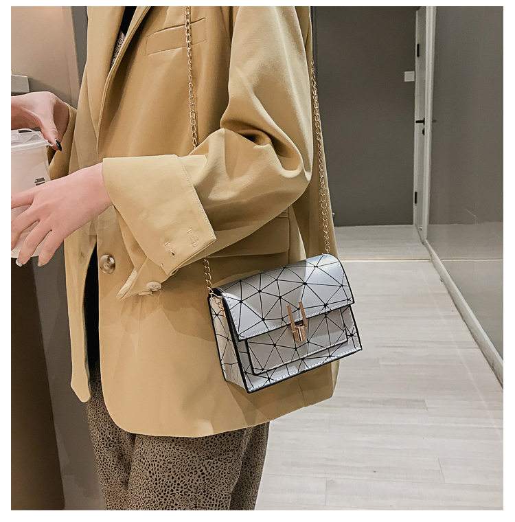 Bolso Pequeño De Verano Para Mujer 2020 Nuevo Bolso De Hombro Estilo Hong Kong Que Combina Con Todo, Bolso Oblicuo Estilo Coreano, Elegante Bolso Cuadrado Pequeño Con Costura Láser display picture 36