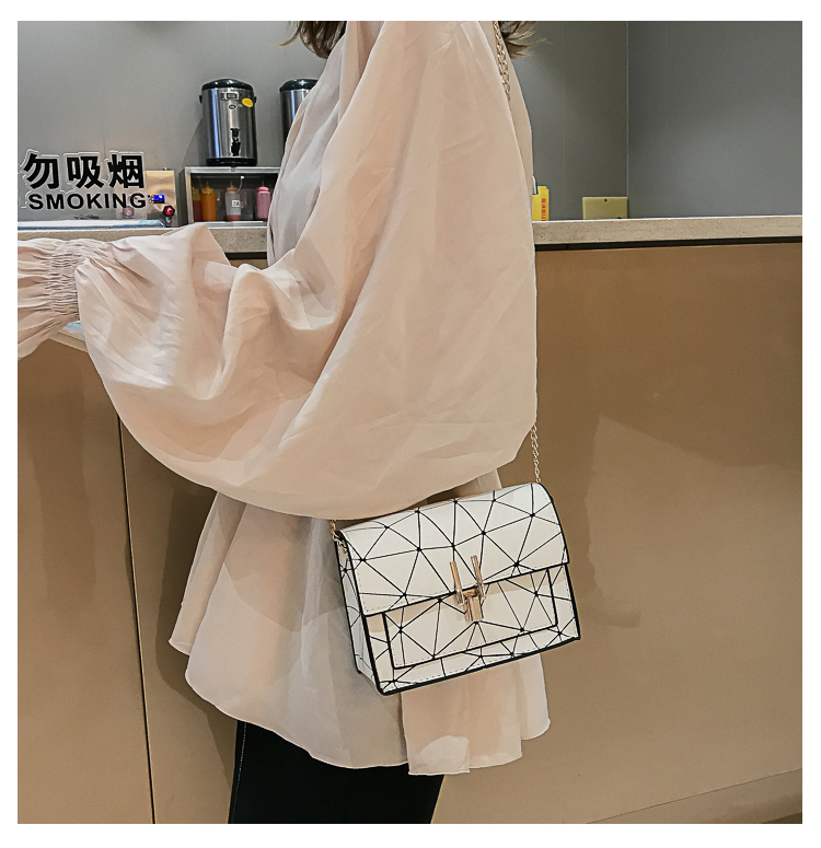 Bolso Pequeño De Verano Para Mujer 2020 Nuevo Bolso De Hombro Estilo Hong Kong Que Combina Con Todo, Bolso Oblicuo Estilo Coreano, Elegante Bolso Cuadrado Pequeño Con Costura Láser display picture 38