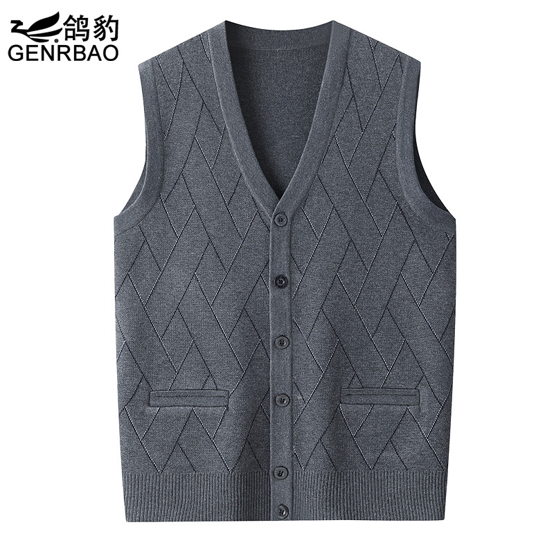 Spring Knit Vest for Dad, Sleeveless Vest for Grandpa, Autumn Style, Close-Fitting Warm Vest for Middle-Aged and Elderly Men
