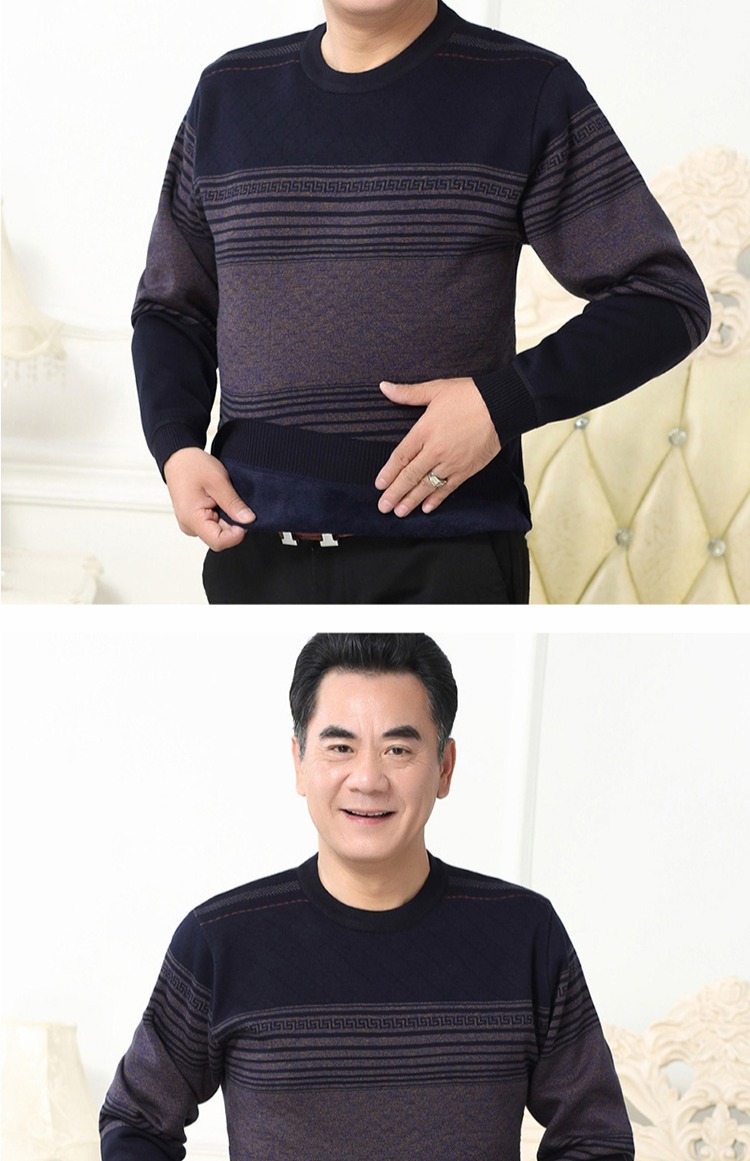 Áo len nam trung niên cộng với áo nhung dày vào mùa thu và mùa đông mặc áo sơ mi chạm đáy áo len ấm áp cho nam trung niên áo len nam mỏng