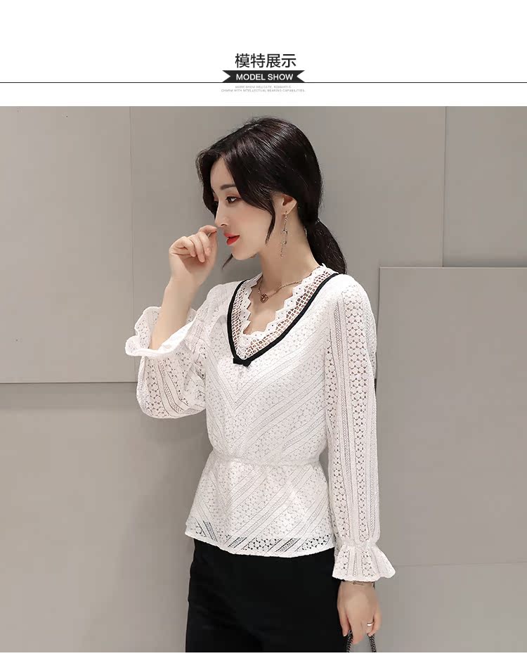 Xizi Sang ★ Áo voan đặc biệt Thu đông Thời trang Hàn Quốc Joker Chiffon Top Eo Thin Lace Shirt Women sơ mi voan