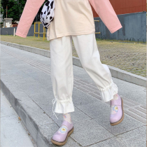 Japanese College white bloomers female spring and autumn 2021 New loose thin straight pants student Joker pants