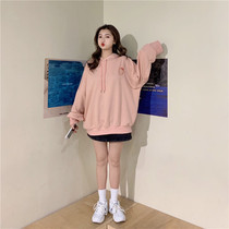 Pink Cute Tandem Hat 2022 Autumn Winter Necropolis Womens Spring Autumn Thin section of Korean version loose with long student blouses