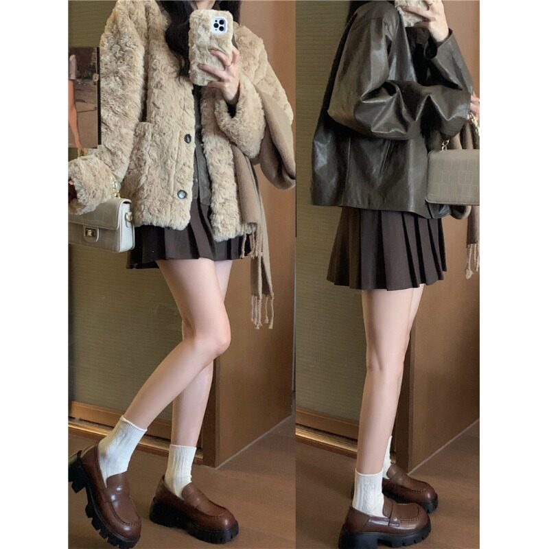 2022 new suit skirt small pleated skirt a-line skirt women's autumn and winter high waist thin short skirt ins tide