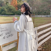 Japanese college style navy collar dress female spring 2021 new white Korean student girl spring and autumn long dress