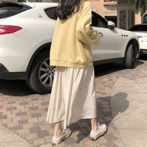  Loose Korean long-sleeved sweater womens autumn and winter 2021 new round neck pullover chic letter printing all-match top tide