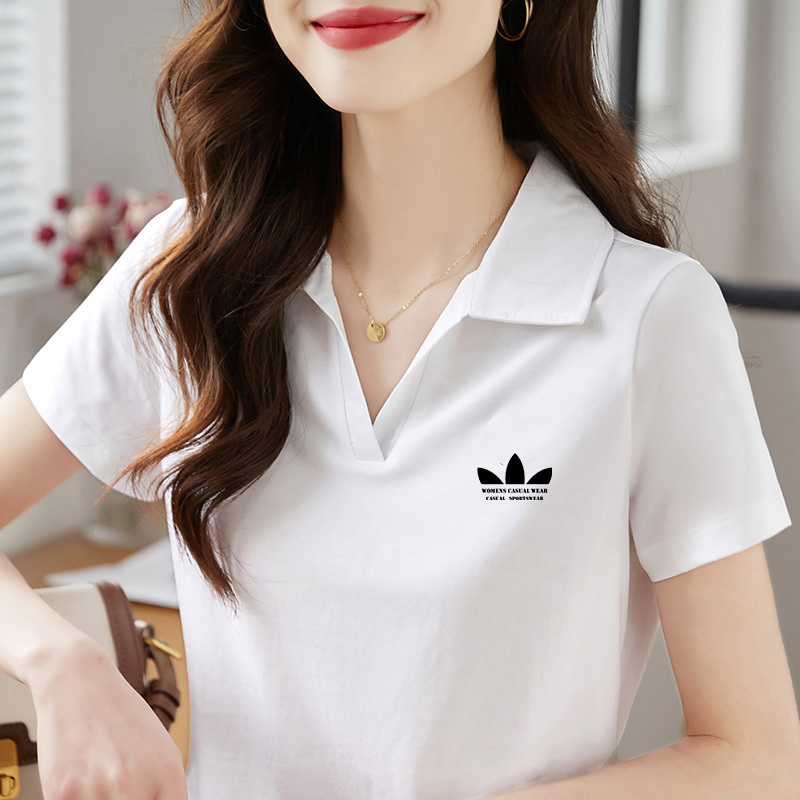 Clover Pure Cotton Short-Sleeved T-Shirt for Women Summer 2026 New Style Loose Large Size Thin Breathable Polo Shirt Top