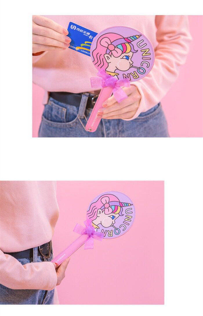 Lollipop cô gái cầm thẻ cầm tay phim hoạt hình dễ thương thẻ cá nhân gói thẻ xe buýt đặt thẻ tạo tác không yêu cầu mọi người vỏ bọc thẻ căn cước có nắp